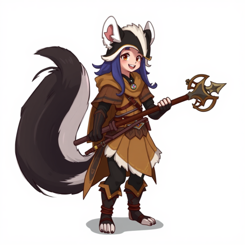 A Cute Skunk Druid in Fantasy Artstyle