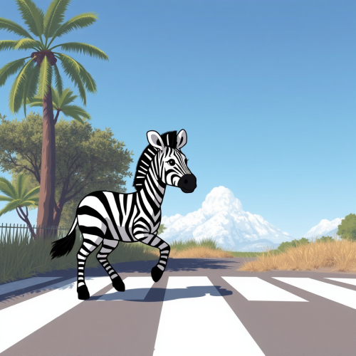 A Cute Zebra at the Crosswalk