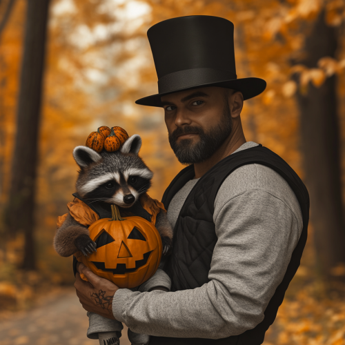 A Dad and Baby costumed for Halloween A Dad and Baby costumed for Halloween