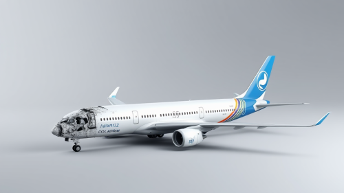 A Damaged Airbus A350 on Gradient Background