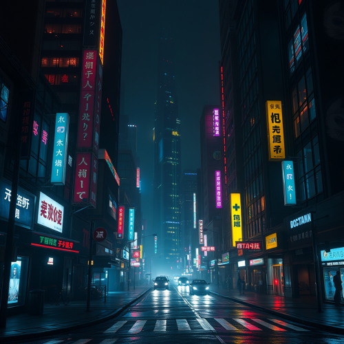 A Dark Cyberpunk City in Cinematic Octane Render.
