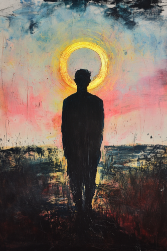 A Dark Ghostly Silhouette with Shining Halo