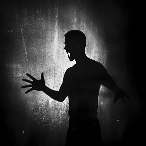 A Dark Shadow of a Man Yelling Frustratedly