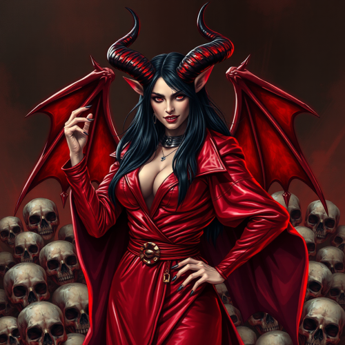 A Demonic Queen of Hell with Skulls. A Demonic Queen of Hell with Skulls.