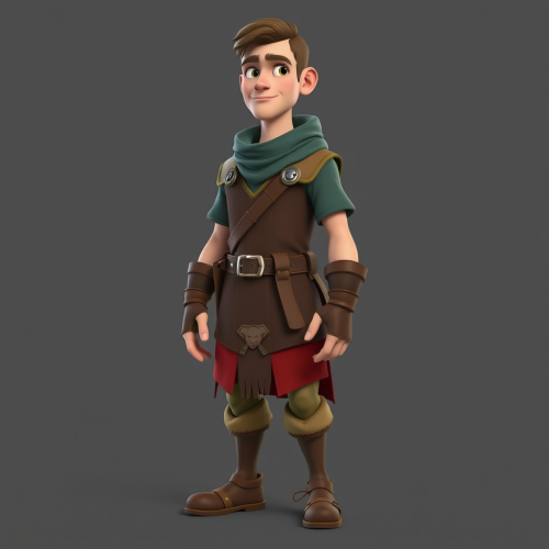 A Detailed 3D Cartoon-Style Medieval Scout Character