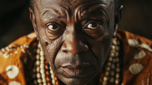 A Determined African Man in Traditional Attire