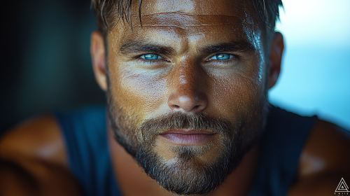 Muscular Man Close-Up Portrait