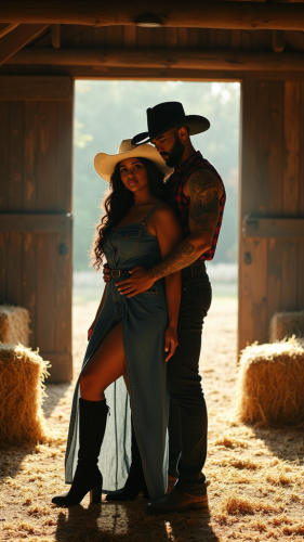 A Dreamy Barn Romance with a Chic Cowboy Duo