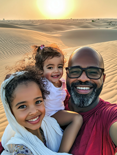 A Family Portrait in Dubai Desert at Sunset A Family Portrait in Dubai Desert at Sunset