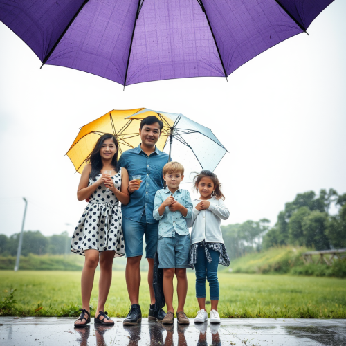 A Family Under the Umbrella for Protection