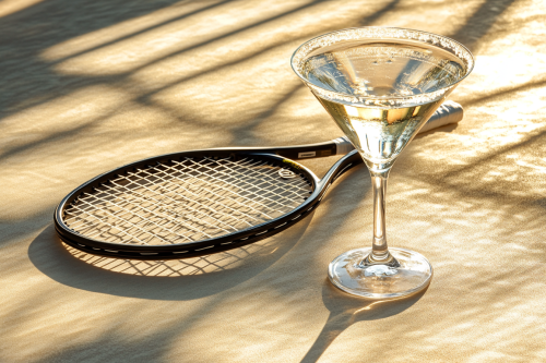 A Fancy Martini on Tennis Court in Afternoon