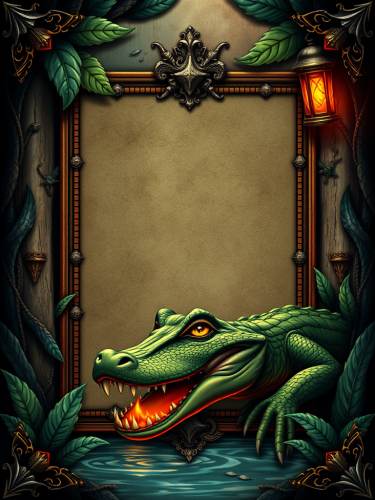 A Fantasy Card with Alligator Border Theme.