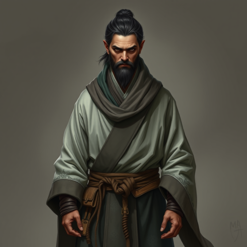 A Fantasy Human Dressed in Monk Robes