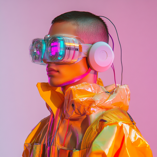 A Fashionable Man in Vibrant Future Outfit