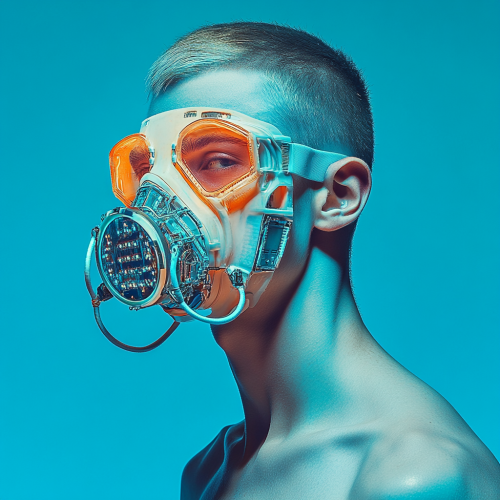 A Fashionable Young Man with Futuristic Outfit