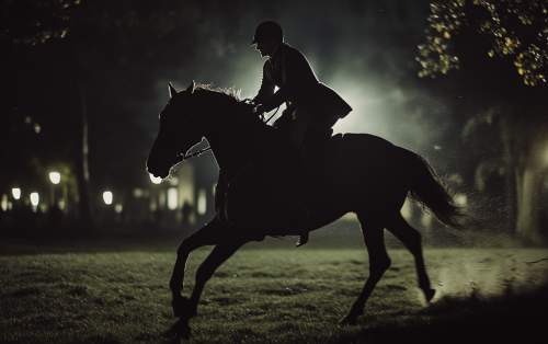 A Fast Victorian Horse Rider at Night
