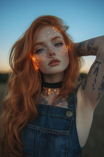 A Female Half Elf Druid with Glowing Tattoos