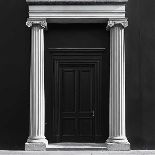 A Finacial Firm's Simple Black and White Doorway