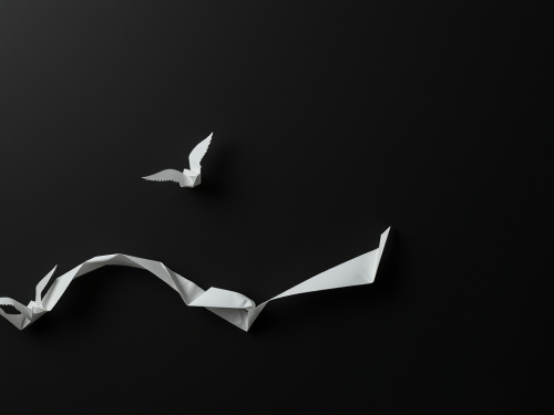 A Flying Paper Abstract on Dark Background