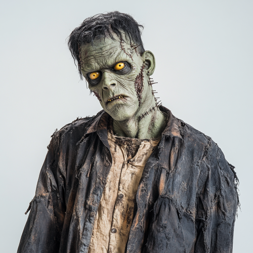 A Frankenstein Monster with green skin in light