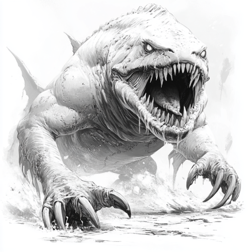 A Frostlurk, a huge creature with icy scales