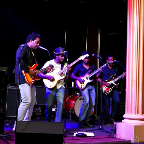 A Funky Music Band Performs Together