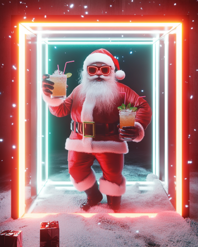 Santa Clause in Neon Lights