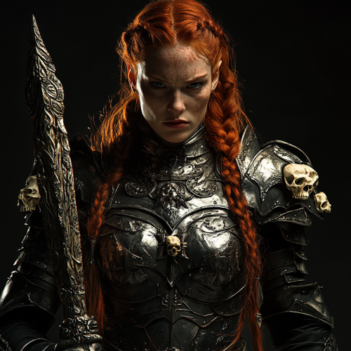 A Furious Elven Fey Valkyrie in Plate Armor