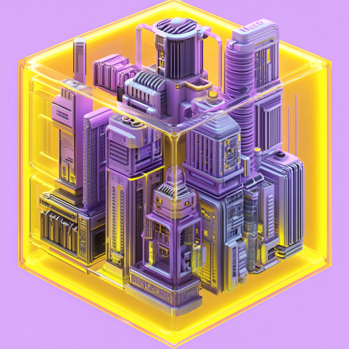 A Futuristic City Inside a Gradient Cube