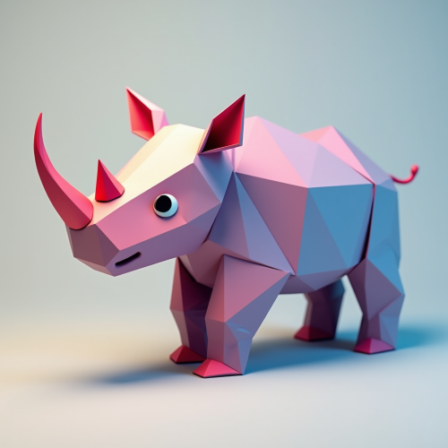 A Geometric Origami-Style Baby Rhino Artwork