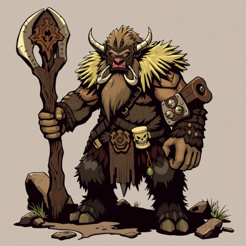 A Giant Bugbear Barbarian in Stylized Form