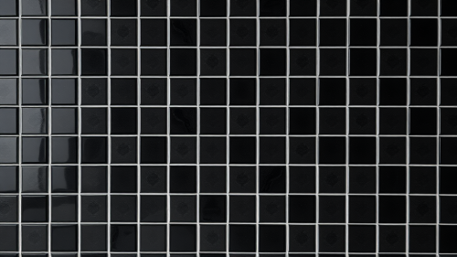 A Glossy Black Square Tile Wall