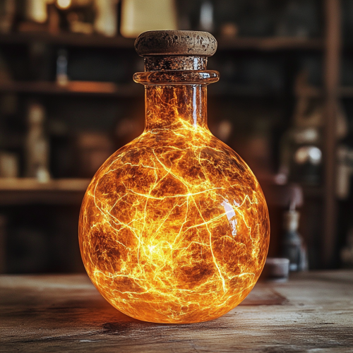 A Glowing Orange Mercury Flask on Lab Table