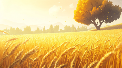 A Golden Barley String in Sunny Field
