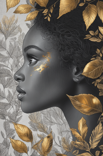 A Golden Portrait of African American Woman