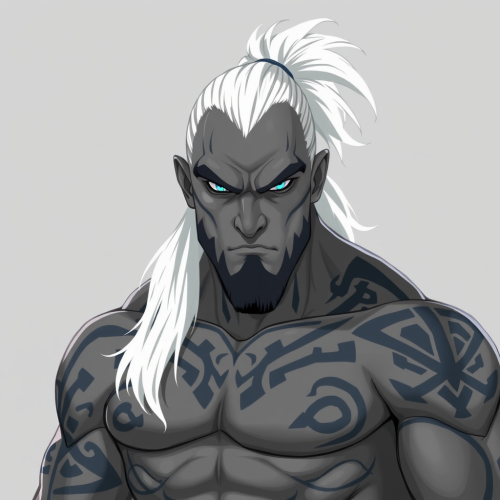 A Goliath Nordic Fantasy Character with Tattoos