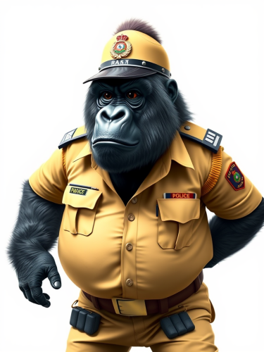 A Gorilla in Indian Police Uniform