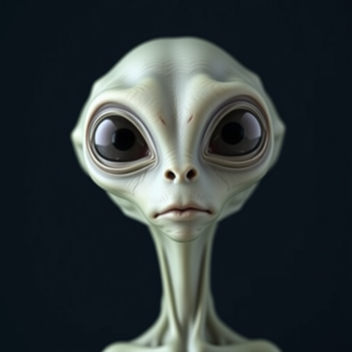 A Greenish-blue Alien with Big Eyes