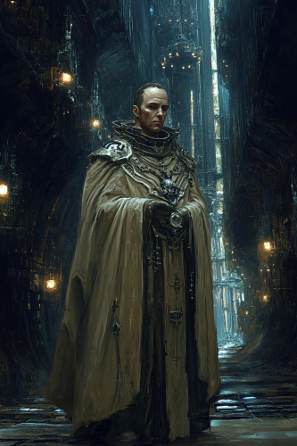 A Grimdark Male Priest in Gothic Robe Painting.
