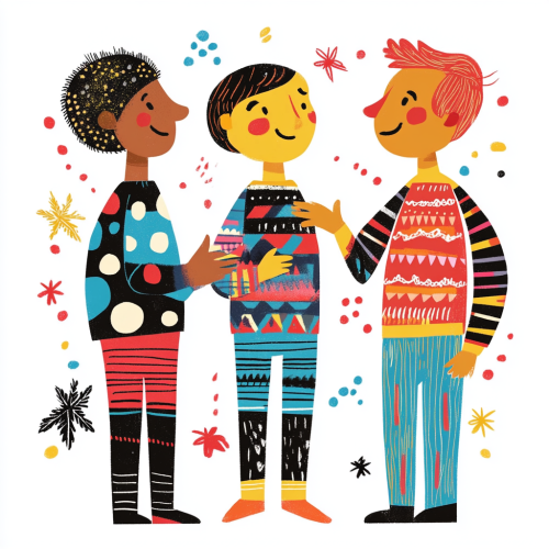 A Group of Three Friends Talking Together Happily