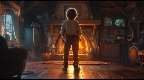 A Hairy Hobbit in Bag End Fireplace