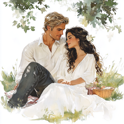 A Handsome Man and Beautiful Girl Picnic