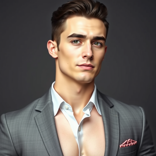 A Handsome Man with Suit and Six-pack