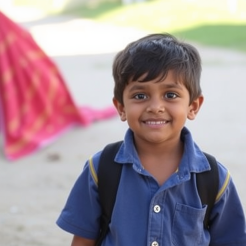 A Happy 6-Year-Old Boy Smiling Greatly