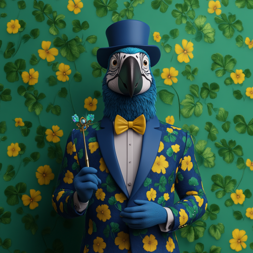 A Happy Blue Macaw in Royal Blue Tuxedo