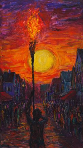 A Happy Figure in Town Square