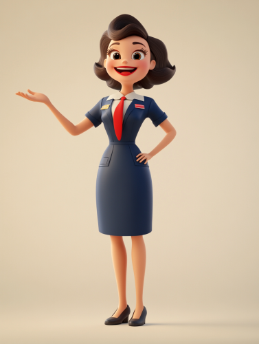 A Happy Flight Attendant Excited About New Technology