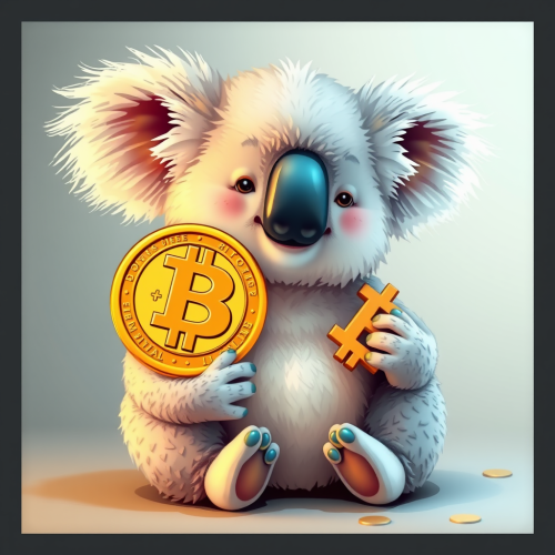 A Happy Koala Holding a Bitcoin