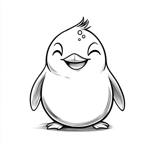 A Happy Penguin with Sweat Bead Emoji