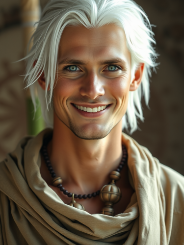 A Happy Pleiadian Man with Tribal Attire